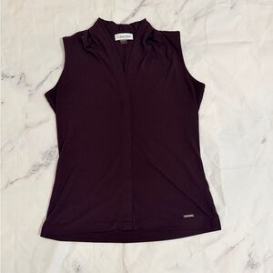 Calvin Klein V-neck women’s dress shirt; dark purple, sleeveless